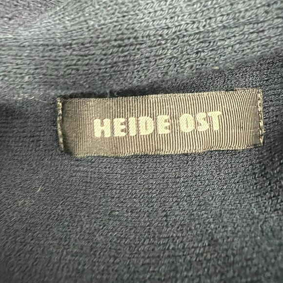 Heide Ost Sweater Women XL Navy Blue Extra Fine Merino Wool Open Front Cardigan - Picture 7 of 9